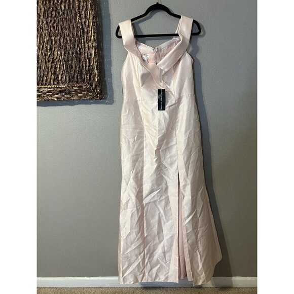 Alfred Sung 14 Formal Blush Pink Off Shoulder Trumpet Gown Front Slit D760 NWT - Picture 3 of 8